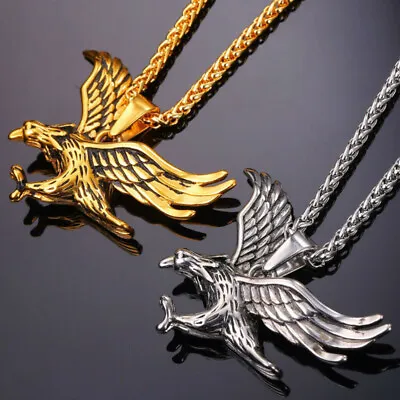 Eagle Pendant Necklace Metal Chain Necklace Vintage Pendant Men Neck Jewelry • £4.74