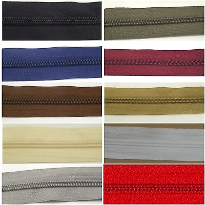 Continuous Zip Chain No 3  Plus Sliders Upholstery Sewing Cushions 10 COLOURS • £2.29