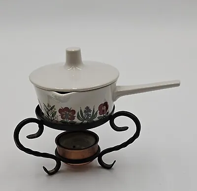 Vintage Villeroy & Boch Floral  Fondue Pot Cast Iron Burner Lid 5.5 Inch  • $54