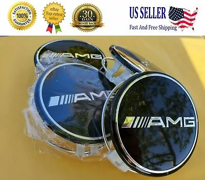 NEW A.M.G Set Of 4 BLACK AMG Center Caps 3 Inch/75mm Fits Most Models • $19.99