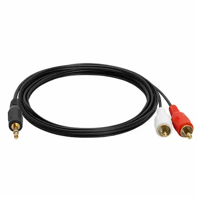 3.5mm 1/8  Stereo Aux Audio Male To 2 RCA Male Y Splitter Adapter Cable 6ft-25ft • £5.78