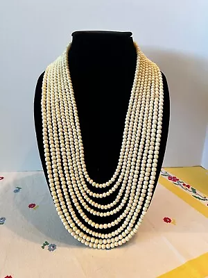 Vintage Gerda Lynggaard Monies Multi 8 Strand Horn Bead Necklace Copenhagen • $169.99