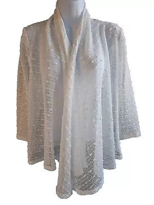 Ruby Rd Open Front Lace Cardigan Shrug 3/4 Sleeve White Petite PM/P • $12
