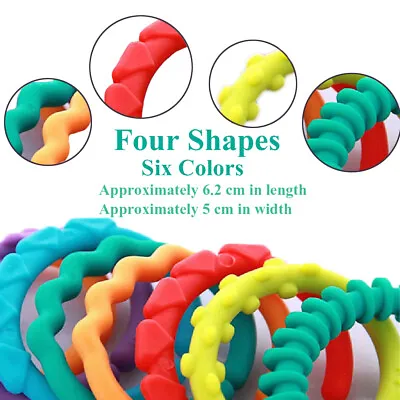 24Pcs Rainbow Teether Ring Links Plastic Baby Kids Infant Stroller Play Toy UK • £8.59