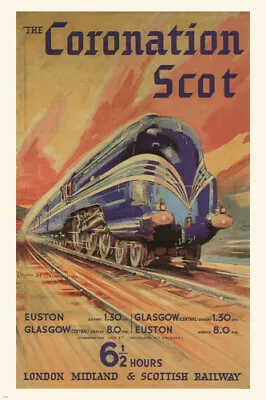 The Coronation Scot VINTAGE TRAIN POSTER United Kingdom 1937 20x30 Top Notch • $10.49