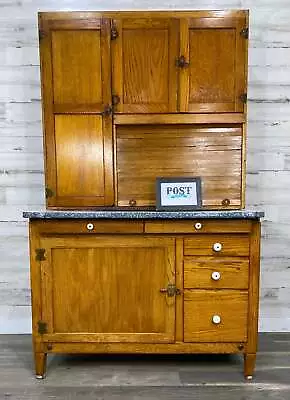 Antique Oak Hoosier Kitchen Cabinet • $719