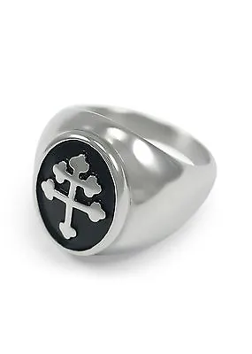 Magnum PI Cross Of Lorraine Stainless Steel Ring Knights Templar Crusader NEW! • $18.99