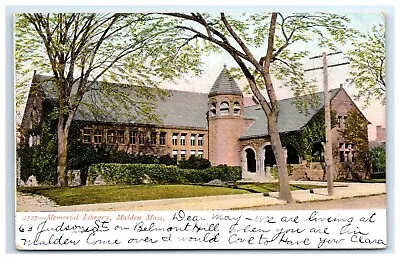 Postcard Memorial Library Malden Mass MA 1912 F7 • $2.99