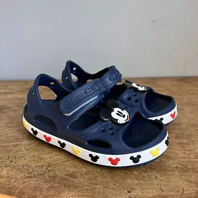 Crocs Kids Fun Lab Crocband II Disney Mickey Mouse Sandal Size C 11 Navy Blue • $21.98