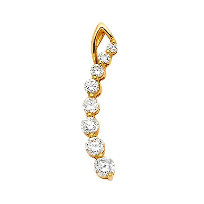 GOLD -14K Yellow Gold CZ Italian Horn Good Luck Charm Pendant For Necklace Chain • £124.76