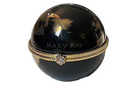 Vintage Porcelain 2  Mary Kay World Globe Trinket Box/ Gold Trim One Woman Can • $12.99