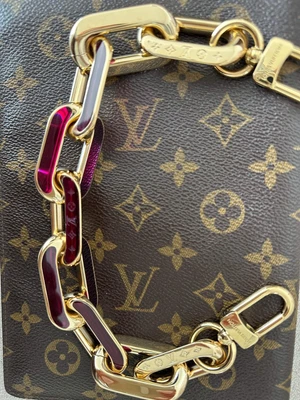 $835 • Buy Louis Vuitton Coussin Chain Shoulder Strap Metal PM Gold And Gorgeous Red Monog