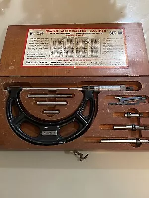 Vintage Starrett Micrometer Set AA Wood Case 0-4  Model 224 Caliper Tools • $149.99