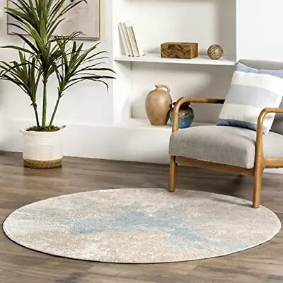 NuLOOM Cyn Contemporary Abstract Area Rug 5' Round Beige • $55.20