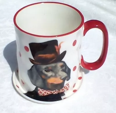 10 Strawberry Street Coffee Mug & Saucer Dachshund With Top Hat & Bowtie • $14.25