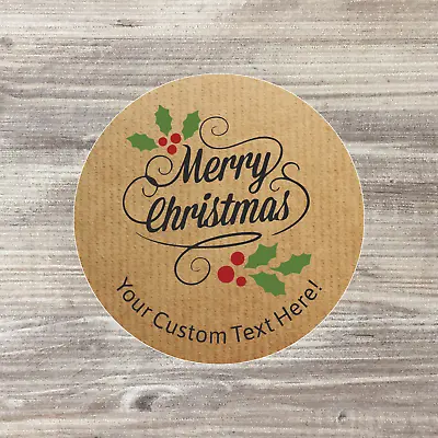 £3.50 • Buy 70 X PERSONALISED CHRISTMAS STICKERS NAME LABELS PRESENT GIFT TAG BUSINESS KRAFT