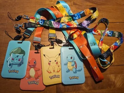 6pc POKEMON LANYARD LOT Neck Straps ID Badge Key Rings Pikachu Eevee Squirtle Z5 • $20