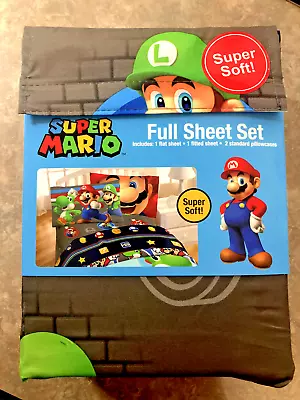 Nintendo Super Mario Bros Yoshi Full Sheet Set 4 Piece Kids Bedroom Sleep Set! • $32.45