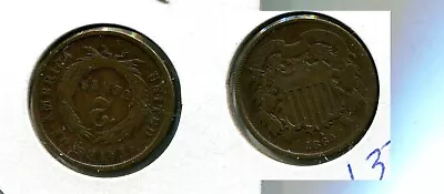 1864 Two Cent Piece Type Coin Fine 1331s • $19.99