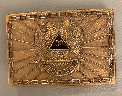 Bronze Mason Masonic Freemason Shriner Knights Templar 32 1970s Vtg Belt Buckle • $35.99