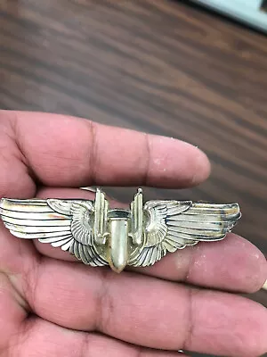 Vintage Ww2 Air Force Sterling Silver Gunner 3 Inch Wings • $40