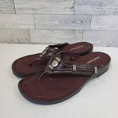 Minnetonka Silverthorne Sandals 700001 Slip On Thong Brown Women's Size 9 • $15