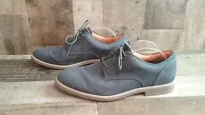 H & M Men's Navy Blue Faux Suede Derby Oxford Loafers Shoes Sz 9 Lace Up • $16.19