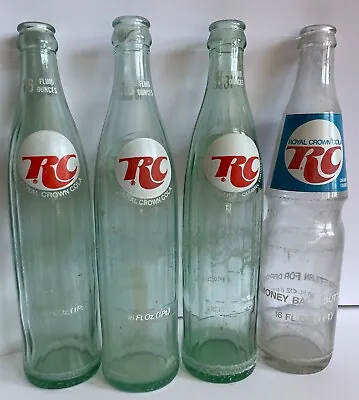 Vintage RC Cola Royal Crown 16 Oz Soda Bottles Lot Of 4 1970 1974 1975 1979 • $8.99