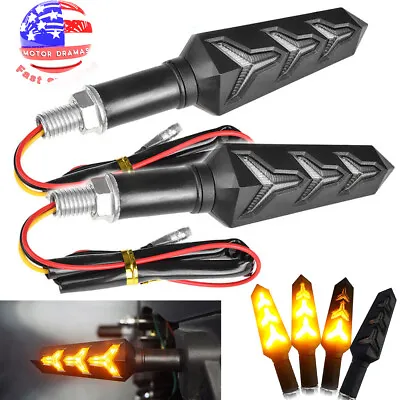 2x Motorcycle Turn Signal Indicators Blinkers Flexible Bendable Amber Light Lamp • $9.95