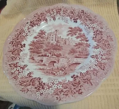 Romantic England Derbyshire Haddon Hall - J&G Meakin - 10  Dinner Plate - Maroon • $12