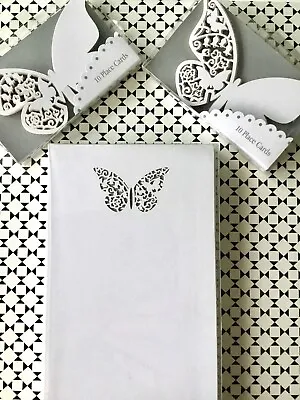 £5 • Buy 2x10 WHITE BUTTERFLY LAZER CUT PLACE CARDS AND 10 PRINTABLE INVITATIONS. NEW 