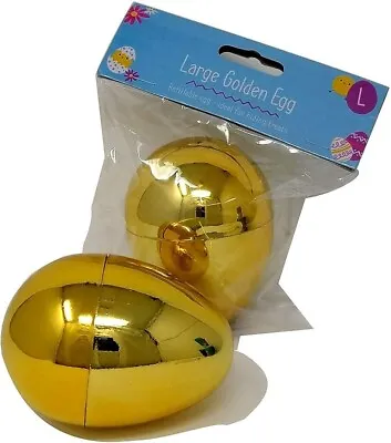 2x GOLD LARGE FILLABLE EASTER EGGS Plastic Surprise Egg Kids Hunt Party Filler • £5.99