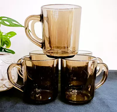 6 X Vintage Retro Arcoroc France Glass Coffee Cups Coffee Mugs Fume Smoke • $49.50