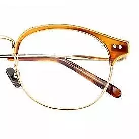 Gold Brown Browline Glasses 1950s Style Glasses Malcolm X Combination Clubmaster • $134