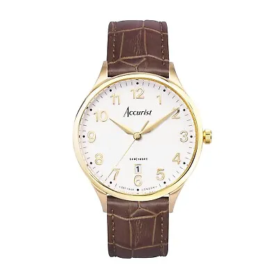 Accurist Classic Brown Leather Strap Watch RRP £139 Model 73001 • £139