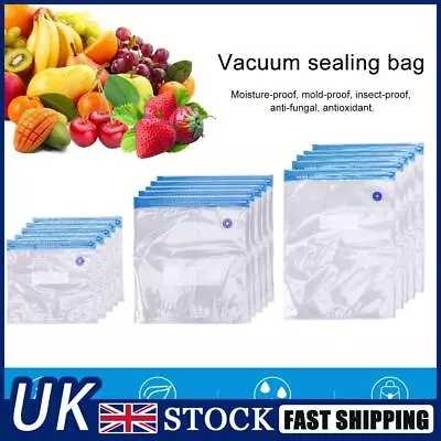 Reusable Vacuum Food Storage Bag 3 Sizes Vacuum Food Bags With Air Valve Sets • £9.69