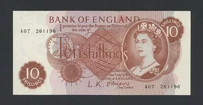 BANK OF ENGLAND 10 Shillings 1961 A-FIRST O'Brien B286 Uncirculated Banknotes • £18