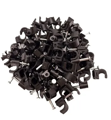 Round Cable Clips Wall 4mm 5mm 6mm 7mm 8mm 9mm 10mm Black Nail Plugs • £5.99