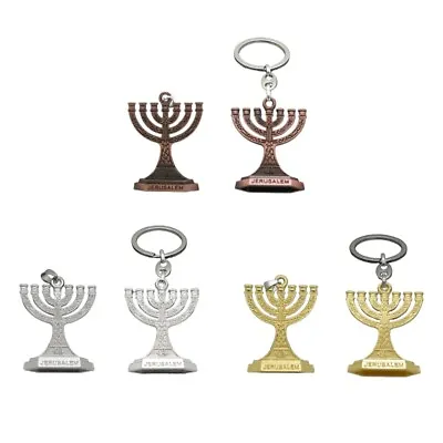 12 Tribes Of Israel Menorah Jerusalem 7 Branch Jewish Candle Holder Keychain • £3.30