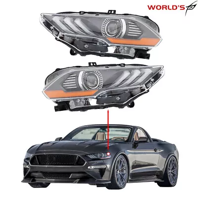 Headlights For 2018-2020 Ford Mustang Clear LED DRL Black Projector Lamps RH+LH • $282.25
