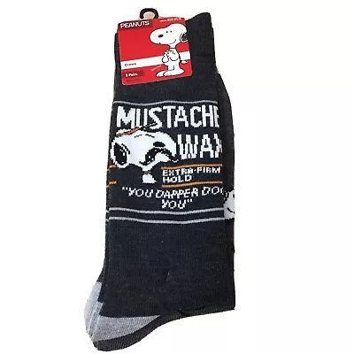 HYP Snoopy Mustache 2 Pair Pack Men’s Novelty Crew Socks Size 10-13 New AR209 • $9.95