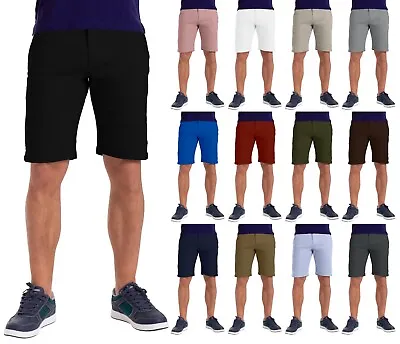 Mens Chino Half Pants Slim Fit Casual Cotton Summer Golf Beach Flat Front Shorts • $13.59