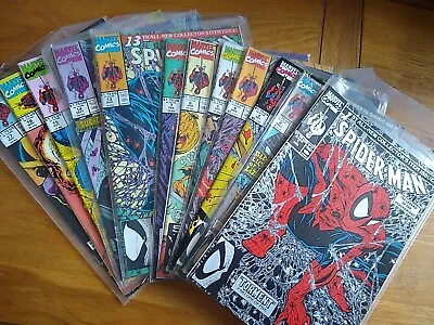 Marvel Comics Spider-Man #1 (Silver)-7 & 13-17  Marvel 1990. 12 Comics/Job Lot • £21