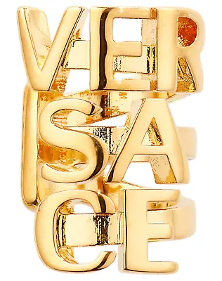 NIB Versace Stacked Letter Logo Text Tribute Gold Tone Single Ear Cuff Earring • $199.99