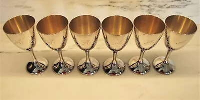 Set Of 6 Silver Plated Goblets Champagne Wine Glass  A  Monogram C3038 • $79