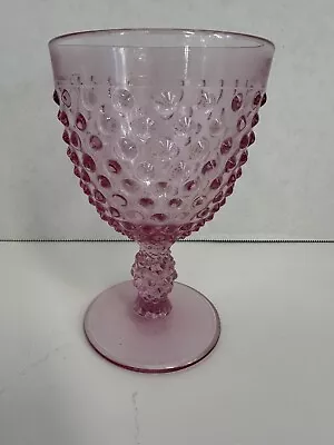 Vintage Hobnail Thousand Eye 8oz Water Goblet Pink Glass Pressed Early American • $41.99