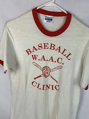 Vintage Baseball T Shirt 50/50 Ringer Tee Medium Single Stitch USA 80s • $21.24