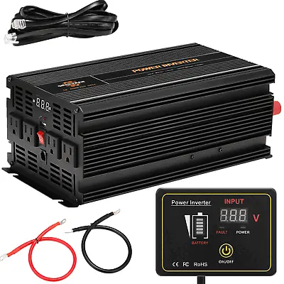 Power Inverter 2000W 4000W 12V DC To 110V 120V AC LCD Cable Car Boat RV D • $96.63