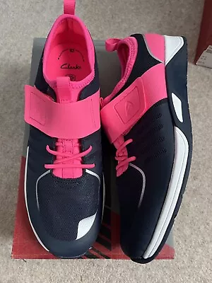 Clarks Girls Trainers Size UK 7.5 H Trace Cool EUR 41.5 Wide Fit Pink BRAND NEW. • £15