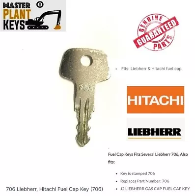 Liebherr / Hitachi  706 Fuel Cap Lock Key Fits Heavy Equipment Machines • £4.94